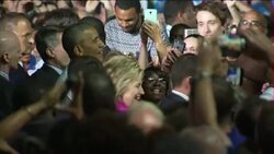 Barack Obama and Hillary Clinton meeting crowds News Clip