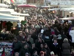 MS Crowded road in market / Hamburg, Hamburg, Germany Stock Footage