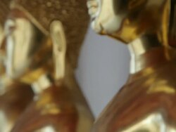 CU R/F Golden Buddha statues of wat pho temple / Bangkok, Thailand Stock Footage