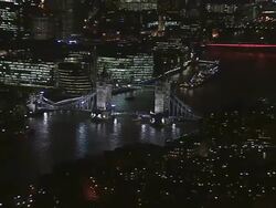 Tower Bridge Reveal At Night 2 Stock Footage