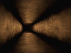 Rusty Steel Tunnel with Fireball Stock Footage