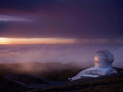 Observatory at sunset Stock Footage