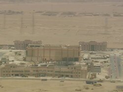 WS AERIAL ZI Shot of construction site in city / Qatar Stock Footage