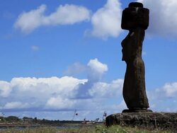 HD video of Moais at sunset, Easter Island, Chile Stock Footage