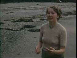 1950s family on holiday in Cornwall; man and woman playing ball Stock Footage