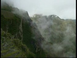 Machu Picchu, mountainside and valley, MS, Peru Stock Footage