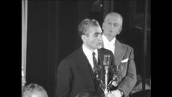 CAN461 SHAH REZA PAHLAVI AND QUEEN FARAH OF IRAN SPEAKING IN SWITZERLAND News Clip