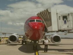 Boeing 737 on airport apron, Australia Stock Footage