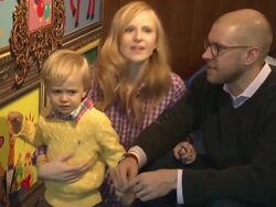 Rosie Pope with husband Daren and Jarod at the Disney Baby Einstein & Kelly Rutherford Launch the Baby Einstein Discovery Kits Stock Footage