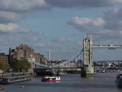 Views of iconic Tower Bridge Stock Footage