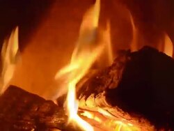 Close-up of fireplace flame, beech logs and fire Stock Footage