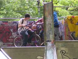 MS Shot of Children playing skateboard / Paris, France Stock Footage