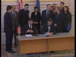 AUSTRIA: HAIDER SIGNS DECLARATION WITH PEOPLE'S PARTY (3) News Clip
