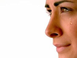 Upset brunette with tear rolling down cheek Stock Footage