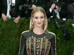 Rosie Huntington-Whiteley at 'Charles James: Beyond Fashion' Costume Institute Gala - Arrivals Stock Footage
