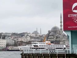 Mid pan shot from 'Istanbul 2020' poster to Stock Footage