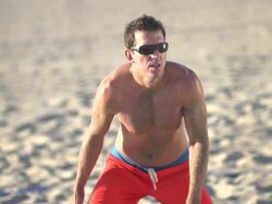 Man playing beach volleyball. - Slow Motion - filmed at 240 fps Stock Footage