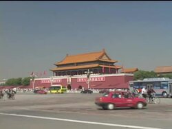 WS, ZI China, Beijing, traffic in front of Tiananmen Gate Stock Footage