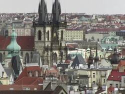 WS View of tyn cathedral surrounding old town / Prague, Hlavni mesto Praha, Czech Republic Stock Footage