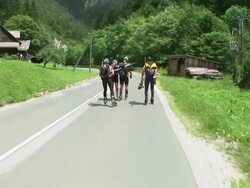 HD: Countryside Roller Skating Stock Footage