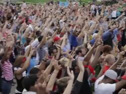 People rally in support of Michael Brown and other victims of police violence Stock Footage