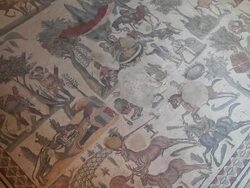 Piazza Armerina (villa Romana del Casale), room of the small hunt Stock Footage