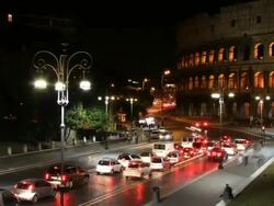 Coliseum's night cars river HD Stock Footage