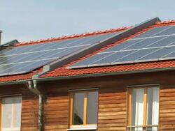 Solar panels on a roof Stock Footage