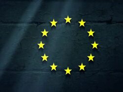 euro flag bricks Stock Footage