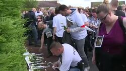 CLEAN : Minute of silence at slain French police couples home News Clip