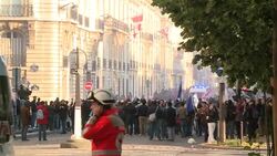 CLEAN : Troublemakers scuffle with police News Clip