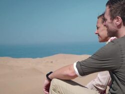 Couple in desert Stock Footage