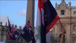 Pilgrims gather for canonisation of saints, inc. Canadian and first Australian News Clip