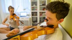 Young People to Play the Violin Stock Footage