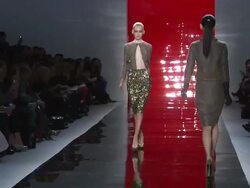 EVENT CAPSULE CHYRON: Reem Acra - Runway - Fall 2012 Mercedes-Benz Fashion Week on 02/13/2012 in New York Stock Footage