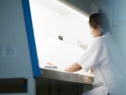 Scientist and bio lab experiment Stock Footage