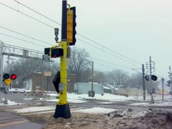 MS Shot of train going out of crossing area / Minneapolis, Minnesota, United States Stock Footage