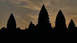 Angkor Wat Temple of Cambodia at Sunrise Silhouette Stock Footage