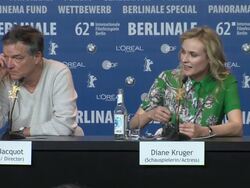 INTERVIEW: (GERMAN) Diane Krugeron at Les Adieux De La Reine: 62 Berlin International Film Festival 2012 at the Grand Hyatt on February 9, 2012 in Berlin, Germany. (Footage by WireImage Video/Getty Images) Stock Footage