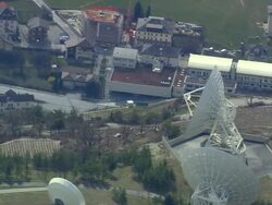 WS AERIAL View of Network and tracking radar station at liechtenstein / Liechtenstein, Switzerland Stock Footage