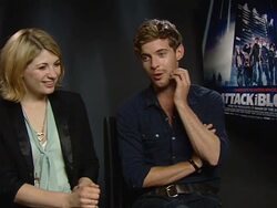 INTERVIEW: Jodie Whittaker and Luke Treadaway on what it was like filming with the kids, how they worked, how involved everyone was at the Attack the Block Interviews at London England. (Footage by WireImage Video/GettyImages) Stock Footage