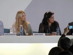 Lydia Dean Pilcher, Liev Schreiber, Mira Nair, Riz Ahmed at Press Conference Arrivals: The Reluctant Fundamentalist: 69th Venice Film Festival on August 29, 2012 in Venice, Italy (Footage by WireImage Video/Getty Images) Stock Footage