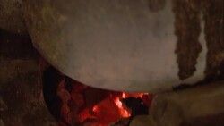 Silk cocoons boil in a kettle. Stock Footage