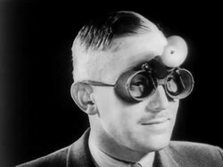 Fan-driven eye goggle wipers invention Stock Footage