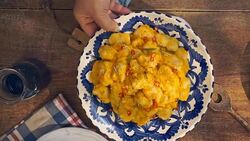 Fresh Homemade Gnocchi with Pumpkin Sauce and Chili Pepper Stock Footage
