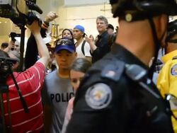 The Pan Am Games fire ceremony: Bryan Laforme carries the flame into premises Stock Footage