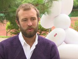 INTERVIEW - Benjamin Dilloway on filming process at 'Bypass' Interviews - 71st Venice International Film Festival Stock Footage