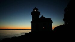 A scene from Lime Kiln State Park on San Juan Island at sunset. Stock Footage