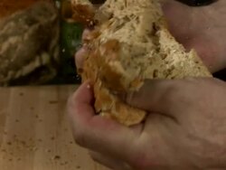 High speed Hands breaking bread Stock Footage