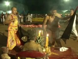 Firewalking at Phuket Vegetarian Festival Stock Footage